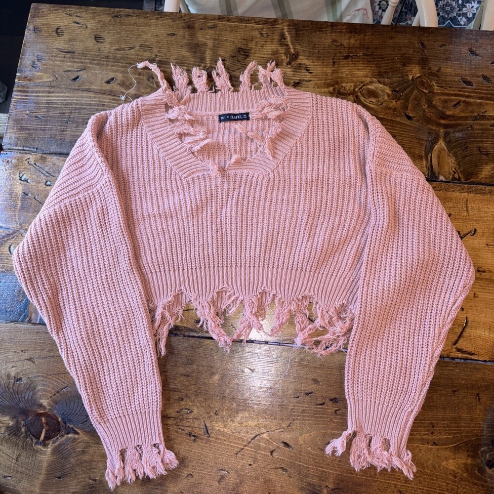 Women's Raw Hem Tassle Onesize Bolero Pullover Cropped Sweater Bohemian Festiva